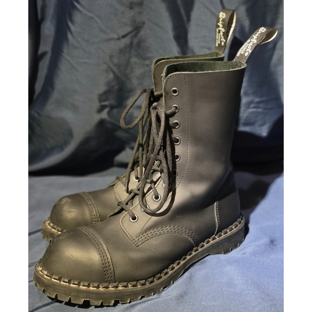 Solovair GripFast Black Greasy 10 Eye Steel Toe Capped Derby Boot Men's size 9